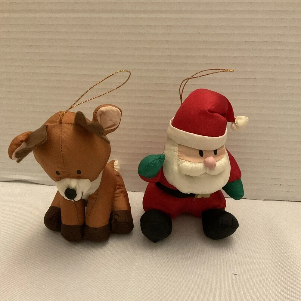 VTG Santa‎ Reindeer Christmas Gibson Greetings Stuffed Ornaments 1997